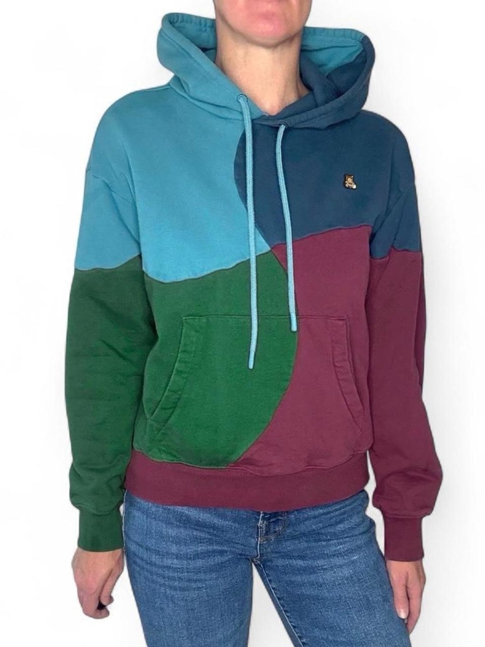 Teddy Fresh Colorful Color-Block Hooded Casual Sweatshirt